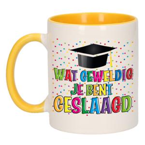 Geslaagd cadeau mok - geel - Geweldig Geslaagd - keramiek - ca. 300 ml