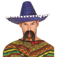 Sombrero hoed - 2x stuks - blauw - D45 cm - Mexicaans carnaval thema - verkleedkleding - volwassenen