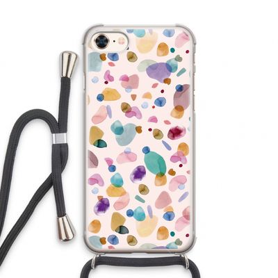 Terrazzo Memphis Pink: iPhone 7 Transparant Hoesje met koord