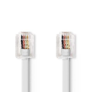 Nedis Telecomkabel | RJ11 Male | RJ11 Male | 5 m | Plat | RJ11 | Transparant / Wit | 1 stuks - TCGB90200WT50