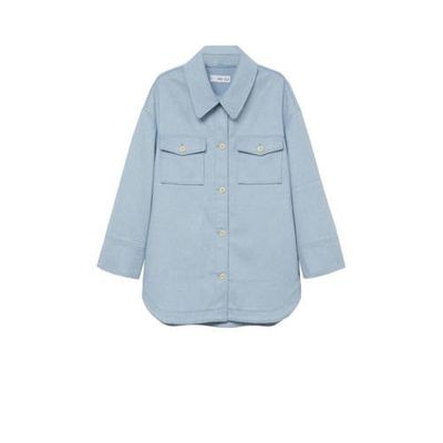Mango shacket met wol lichtblauw Mango shacket met wol lichtblauw
