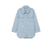 Mango shacket met wol lichtblauw - thumbnail