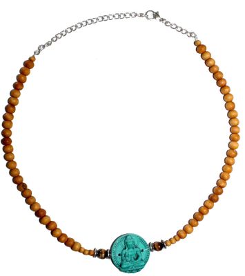 Sandalwood Verstelbare Ketting - Turquoise Medicine Buddha