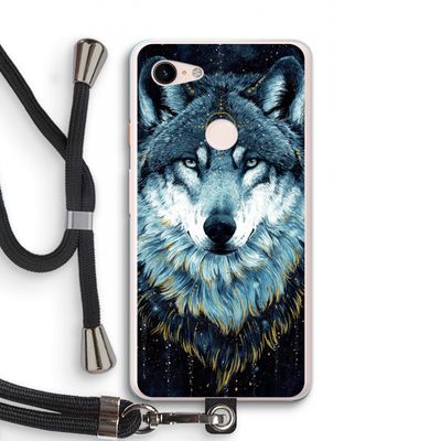 Darkness Wolf: Pixel 3 XL Transparant Hoesje met koord