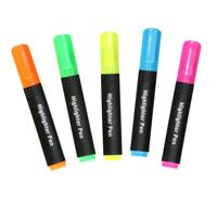Markeer stiften - 5x stuks - fluor kleurenmix - highlighters - sneldrogend