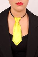 Mini stropdas fluor geel met strass steentjes