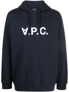 A.P.C. hoodie en coton biologique à logo imprimé - Bleu