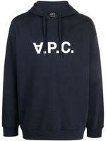 A.P.C. hoodie en coton biologique à logo imprimé - Bleu - thumbnail