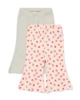 HEMA Babyleggings flared fit rib kant hartjes - 2 stuks lichtgroen (lichtgroen)