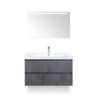 Maxx XL Badmeubelset 100 cm - Beton Antraciet - Wastafel Just 1 kraangat - met LED Spiegel