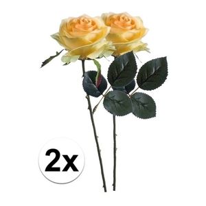 2x Gele rozen Simone kunstbloemen 45 cm