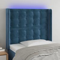 Hoofdbord LED 93x16x118/128 cm fluweel donkerblauw