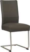 Donkergrijze leren industriële eetkamerstoel Piece - poot rond rvs - Hermes Leer Antracite (donkergrijs leer) Donkergrijze leren industriële eetkamerstoel Piece - poot rond rvs - Hermes Leer Antracite (donkergrijs leer)