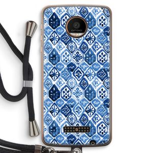 Blauw motief: Motorola Moto Z Force Transparant Hoesje met koord