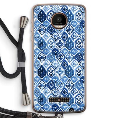 Blauw motief: Motorola Moto Z Force Transparant Hoesje met koord