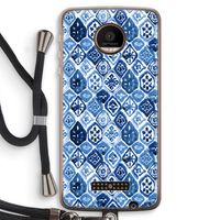 Blauw motief: Motorola Moto Z Force Transparant Hoesje met koord