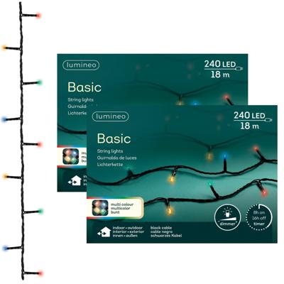 Kerstverlichting - 2x - 240 led lampjes - gekleurd - 23 meter - buiten - lichtsnoer