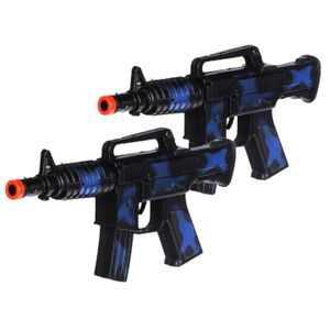 2x stuks kinder speelgoed verkleedwapens/machinegeweren soldaten/leger met geluid 27 cm