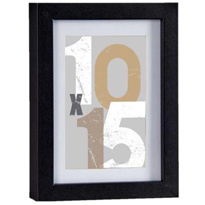 Houten fotolijst - zwart - 13 x 18 cm - fotolijstje - met passe-partout - decoratie