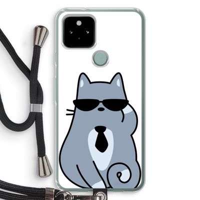 Cool cat: Pixel 5 Transparant Hoesje met koord