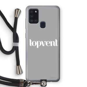 Topvent Grijs Wit: Samsung Galaxy A21s Transparant Hoesje met koord