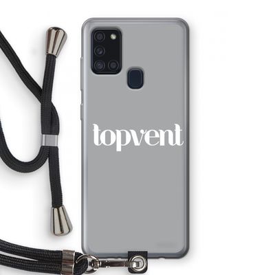 Topvent Grijs Wit: Samsung Galaxy A21s Transparant Hoesje met koord