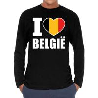 I love Belgie supporter t-shirt - lange mouwen - voor heren - zwart - Belgie landen shirt