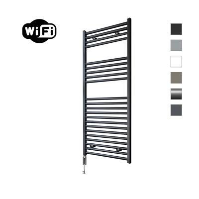Elektrische Radiator Sanicare HWV Met Wifi 111,8x45 cm Mat Zwart 596W Met Thermostaat Chroom Linksonder Sanicare