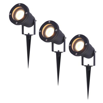 Set van 3 LED prikspots - 4 Watt 345 lumen - Dimbaar - Kantelbaar - 2700K warm wit - GU10 - IP65 Waterdicht - Zwart - Tuinspots
