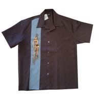 Steady Pinup Panel Shirt Charcoal Blue-S | 25% korting