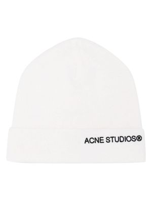 Acne Studios bonnet nervuré à logo brodé - Blanc