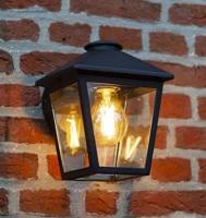 Buitenlamp zwart glas voordeur &apos;Zago&apos; E27 fitting modern led 16 cm