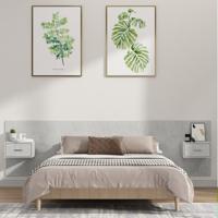 Hoofdbord met kastjes bewerkt hout betongrijs