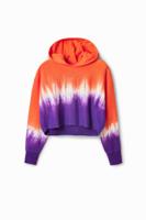 Kort sweatshirt met tie-dye en stras - ORANGE - XS - thumbnail