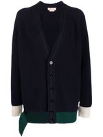 Marni cardigan nervuré à col v - Bleu