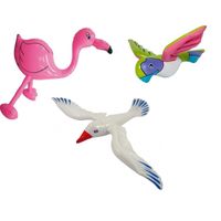 3x Opblaasbare decoratie meeuw flamingo en papegaai   -