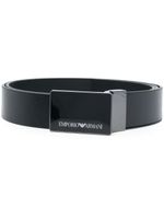 Emporio Armani ceinture en cuir à boucle logo - Noir - thumbnail