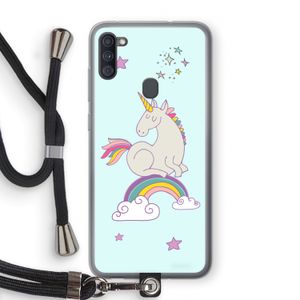 Regenboog eenhoorn: Samsung Galaxy A11 Transparant Hoesje met koord