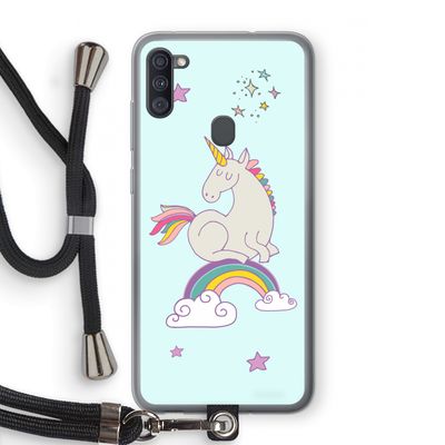 Regenboog eenhoorn: Samsung Galaxy A11 Transparant Hoesje met koord