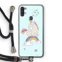 Regenboog eenhoorn: Samsung Galaxy A11 Transparant Hoesje met koord