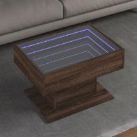 Salontafel met LED 70x50x45 cm bewerkt hout bruin eikenkleurig