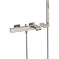 Badkraan Tres Cuadro | Opbouw | Mengkraan | Waterval uitloop | Incl.Handdoucheset | 2-weg | hoh 15 cm | 1-knop | Vierkant | RVS look