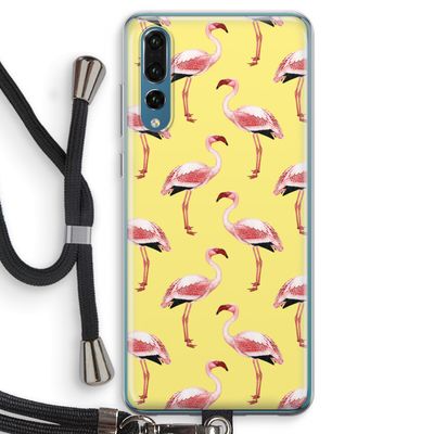 Flamingo's geel: Huawei P20 Pro Transparant Hoesje met koord