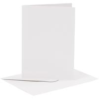 Kaarten en enveloppen, afmeting kaart 10,5x15 cm, afmeting envelop 11,5x16,5 cm, 110+230 gr, wit, 6 set/ 1 doos
