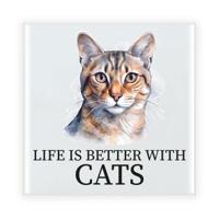 Cadeau tegel kattenliefhebber - Blauwe Rus kat/poes - keramiek - waterverf - 15 cm Cadeau tegel kattenliefhebber - Blauwe Rus kat/poes - keramiek - waterverf - 15 cm