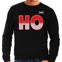 Foute Kersttrui - sweater - HO HO HO - zwart - voor heren - kerstkleding