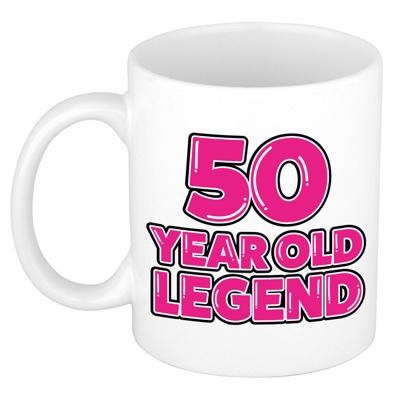 Verjaardag cadeau mok 50 jaar - al zo oud - legende - roze - 350 ml - keramiek - Sarah
