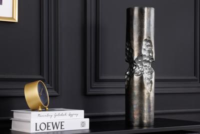 Moderne vaas PRECIOUS 50cm zwart zilver metaal gehamerd design - 44888