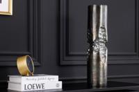 Moderne vaas PRECIOUS 50cm zwart zilver metaal gehamerd design - 44888