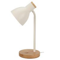 Home & Styling Tafellamp/bureaulampje Design Light - hout/metaal - wit - H36 cm